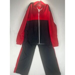 BCG Men's Tracksuit Set Red Black Jacket Pants XXL Polyester Activewear